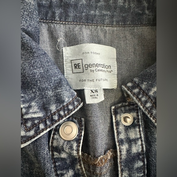 Denim, chambray button up, tie waist dress XS, nwt - Picture 5 of 6